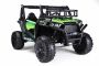 Elektrische auto voor kinderen UTV 24V, groen, twee stoelen in kunstleer, 2,4 GHz afstandsbediening, 2 x 200 W-motoren, elektrische rem, led-verlichting, zachte EVA-wielen met vering, mp3-speler met USB / AUX