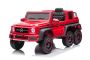 Elektrische kinderauto Mercedes-Benz G63 AMG 6X6, Enkele zitplaats, rood, 6 Wielen met onafhankelijke vering, Aandrijving 4 x 45W Motoren, 12V10AH Accu, Kunststof wielen en stoel, Afstandsbediening, Licentie